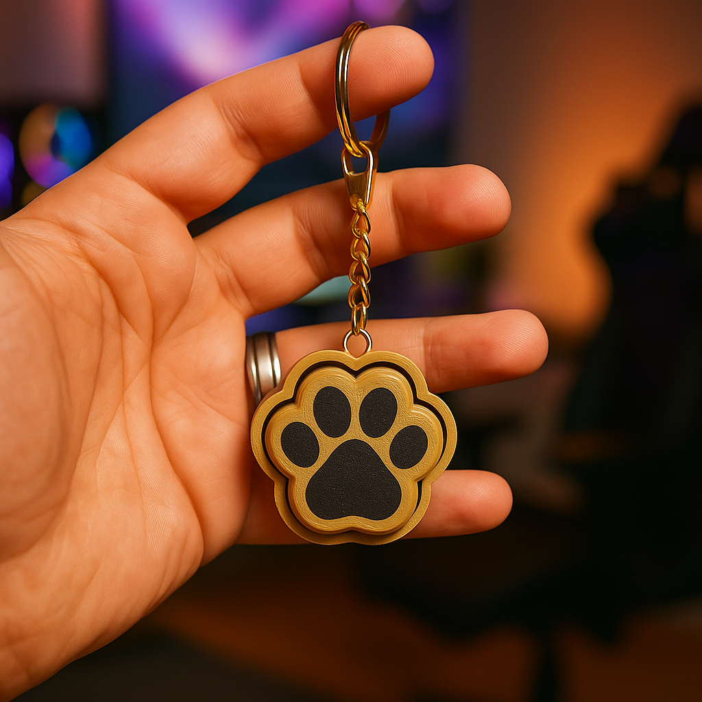 Pawfect Charm – Gold Paw Keychain
