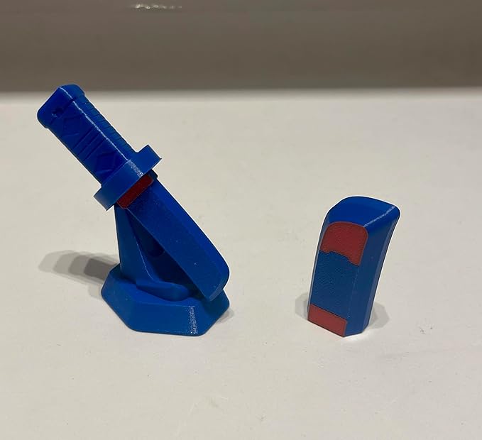 Fantasy Magnetic Sword Fidget with Adjustable Desktop Stand – Detachable Base, Blue & Red