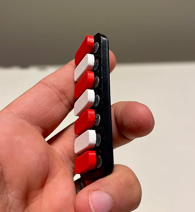 SnapKeys™ Piano Fidget 24X – Red & White Magnetic Click Pad, Sensory Stress Relief Toy