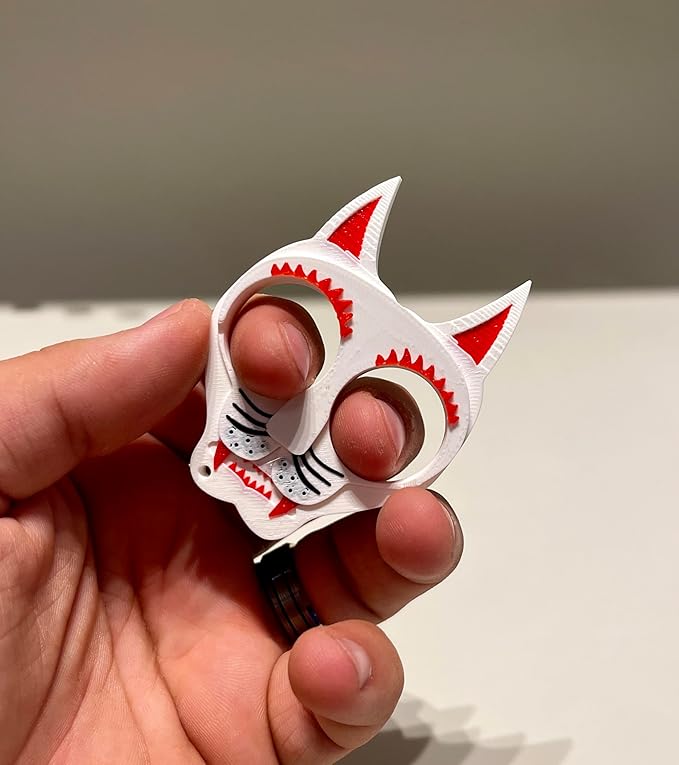 FeralClaw™ – White & Red Cat-Themed 3D-Printed Collectible Keychain