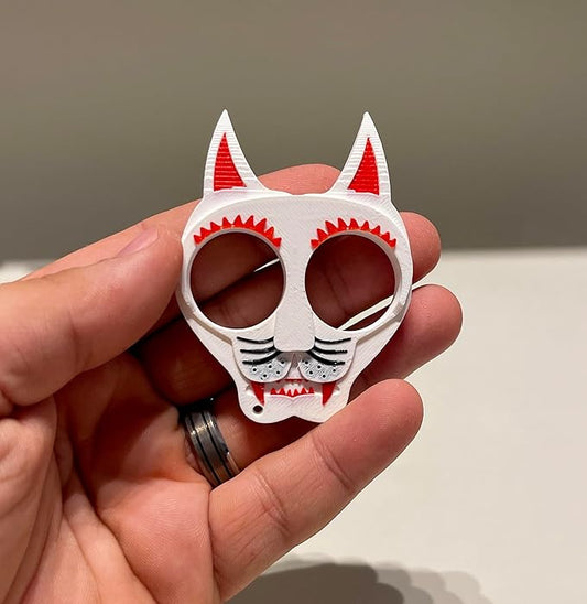 FeralClaw™ – White & Red Cat-Themed 3D-Printed Collectible Keychain
