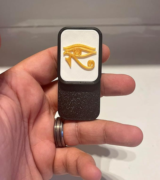 HorusGlide™ Fidget Slider 12X – Eye of Horus Design, Black Frame with Gold Symbol