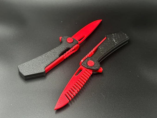 PunishSlide Magnetic Fidget Switchblade Duo, Red and Black, Novelty Desk Toy