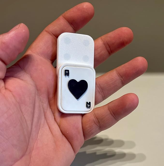 Magnetic Fidget Slider Toy, Playing Card Heart Design, White Pocket-Size Stress Relief Gadget