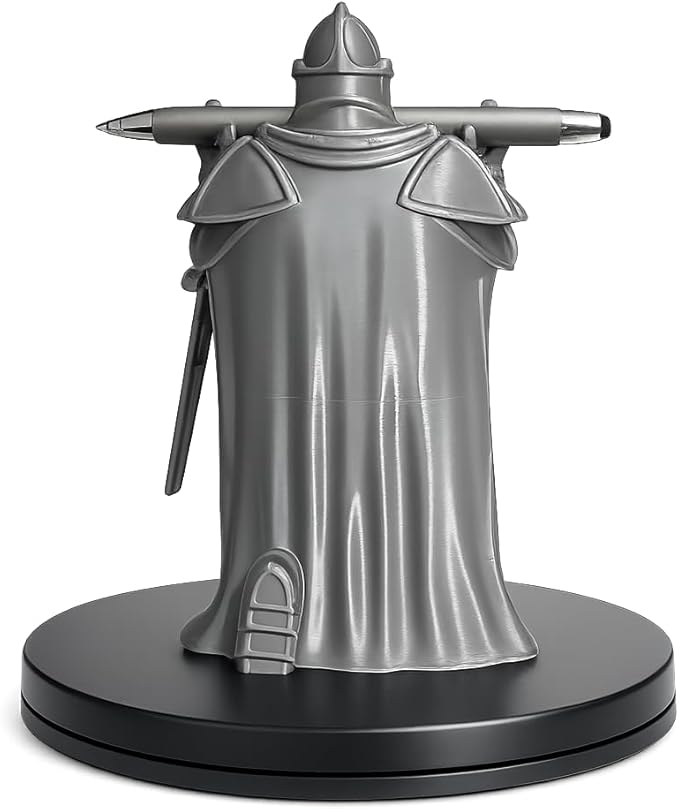 Knight Armor Pen Holder – Silver Medieval Warrior Desk Organizer