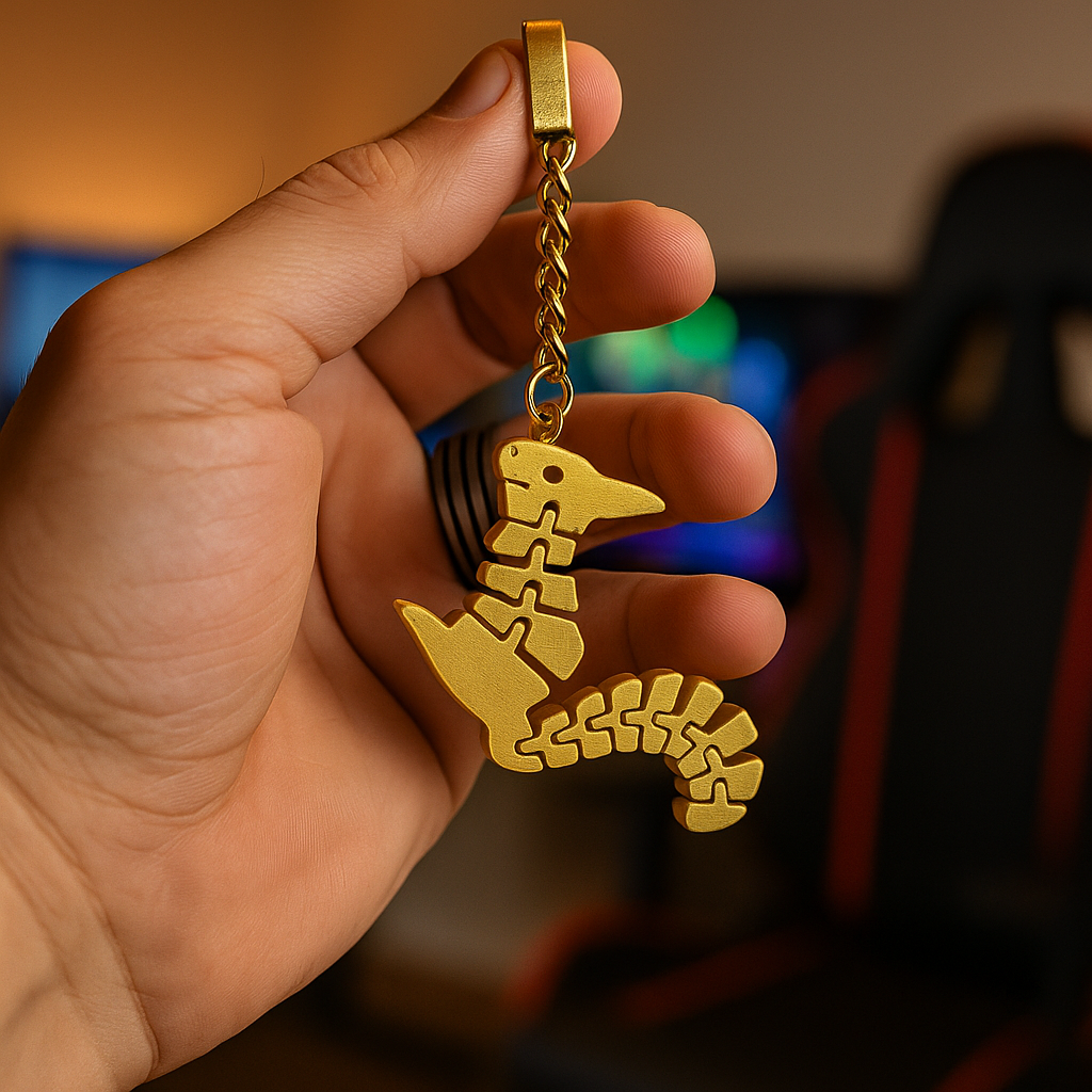 Articulated Bunny Skeleton Keychain – Gold Finish