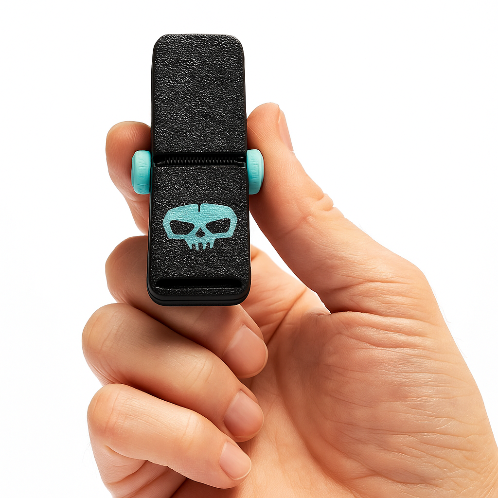 Skullox™ – 4-Magnet Snap Fidget Toy (Black & Turquoise)