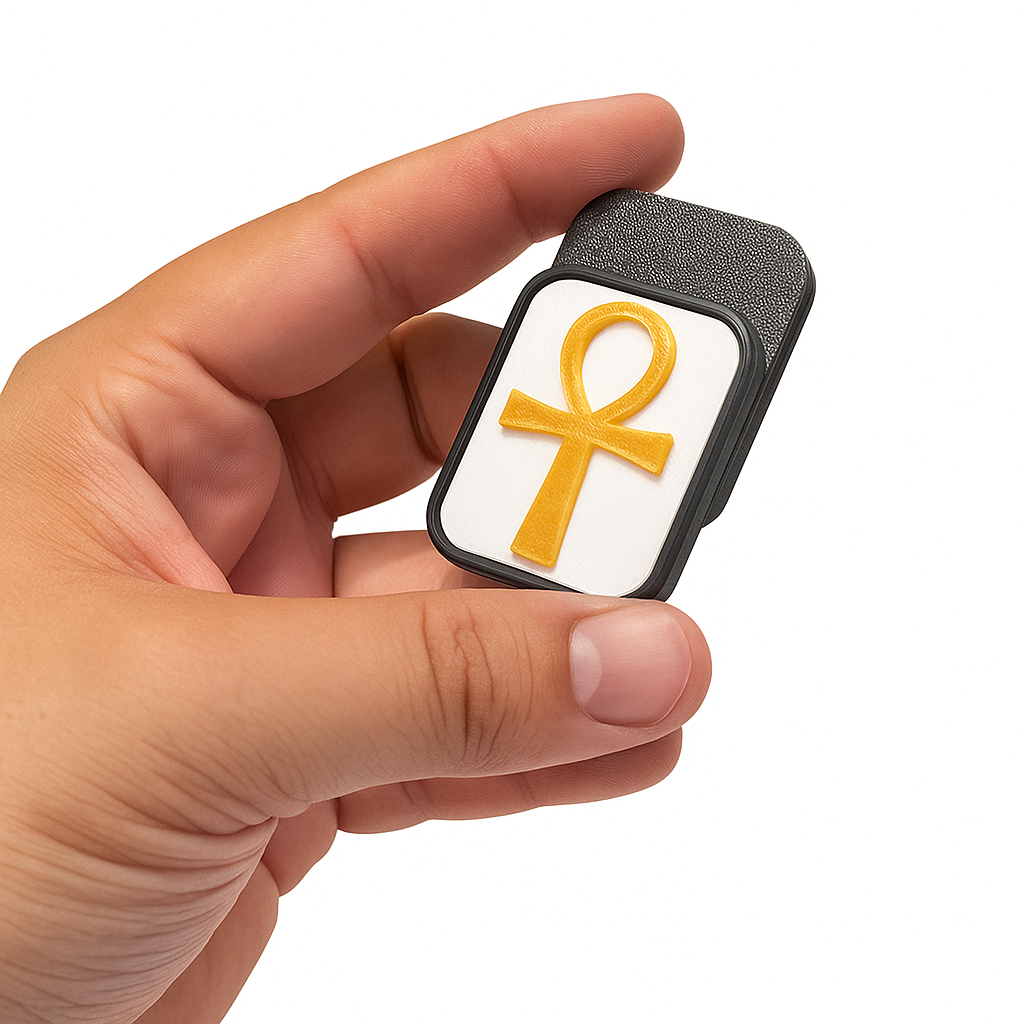 AnkhSlide™ Fidget Slider, Egyptian Symbol Design, Black and Gold, 12X.