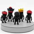 Crown & Coffin Crew™ Collectible Gothic Figurine Set, Black Skeleton Characters with Royal Headpieces, Desktop Display Stand, Dark Fantasy Theme