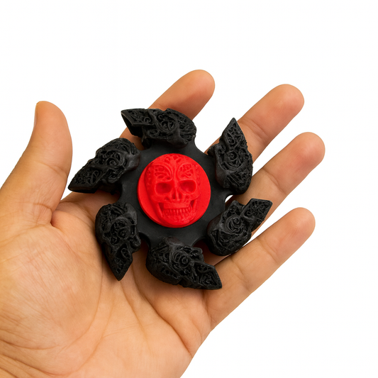 ShadowReaper Skull Spinner – Heavy-Duty Stress Relief Fidget Toy, Smooth Spin Mechanism, Bold Red & Black Design, Durable EDC Gadget for Adults & Teens