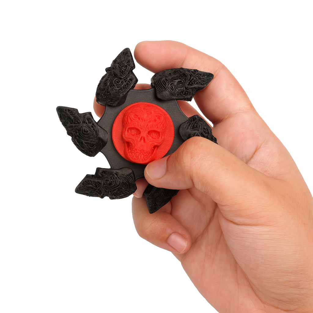 ShadowReaper Skull Spinner – Heavy-Duty Stress Relief Fidget Toy, Smooth Spin Mechanism, Bold Red & Black Design, Durable EDC Gadget for Adults & Teens