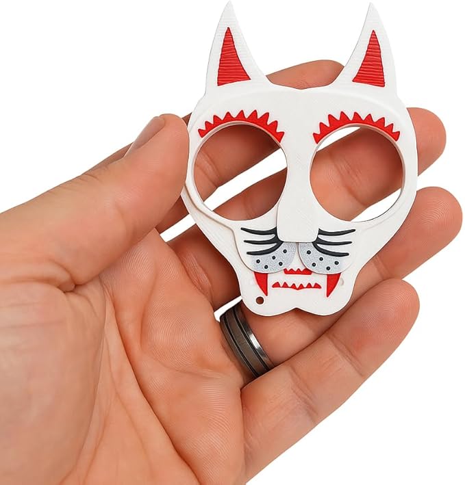 FeralClaw™ – White &amp; Red Cat-Themed 3D-Printed Collectible Keychain