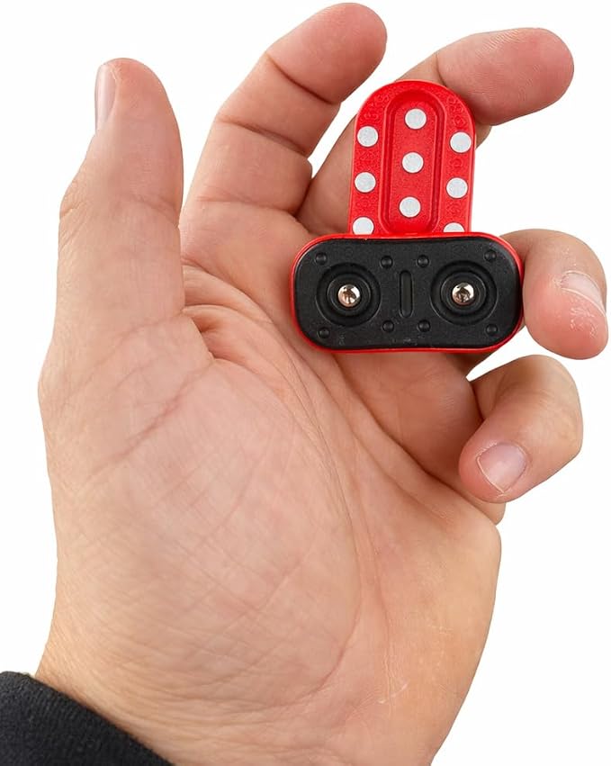 Magnetic Fidget Slider with 17 Strong Magnets, Dual Steel Balls, Precision Bearing, Red and Black, Stress Relief Desk Toy for Adults