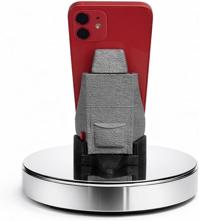 AutoSeat Phone Stand, Car Seat Style Desktop Holder, Grey, Novelty Design Phone Holder with Rotating Display Base