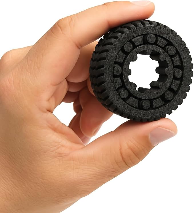 TorqueTread Fidget Tire Spinner, Black Plastic, Heavy-Duty Gear Design, Round Shape