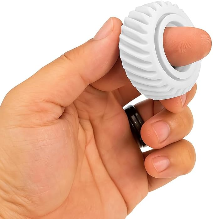 GearGlide Spiral Fidget Ring, Red, Stress Relief Sensory Toy (Beige)