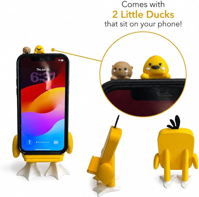 QuackDock™ Duck Phone Stand with 2 Mini Phone Ducks