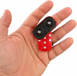 Magnetic Fidget Slider with 17 Strong Magnets, Dual Steel Balls, Precision Bearing, Red and Black, Stress Relief Desk Toy for Adults