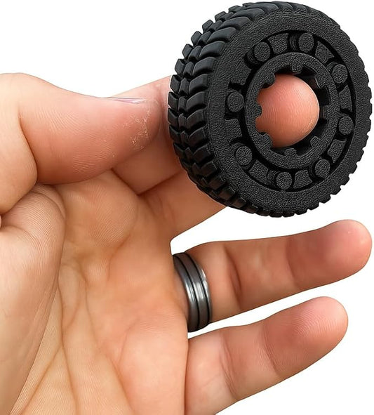 TorqueTread Fidget Tire Spinner, Black Plastic, Heavy-Duty Gear Design, Round Shape