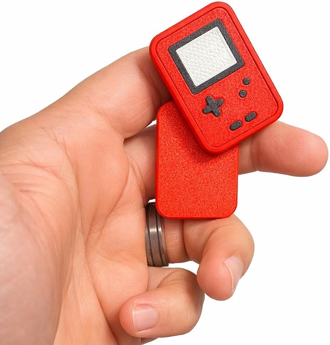 Retro Style Magnetic Slider X24, 24 Magnet EDC Pocket Focus and Stress Relief Tool for Adults, Red Handheld Game Console Design
