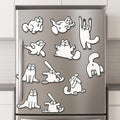 MeowMagnets Cat Design Refrigerator Magnets, Decorative White Cartoon Characters, Strong Magnetic Set