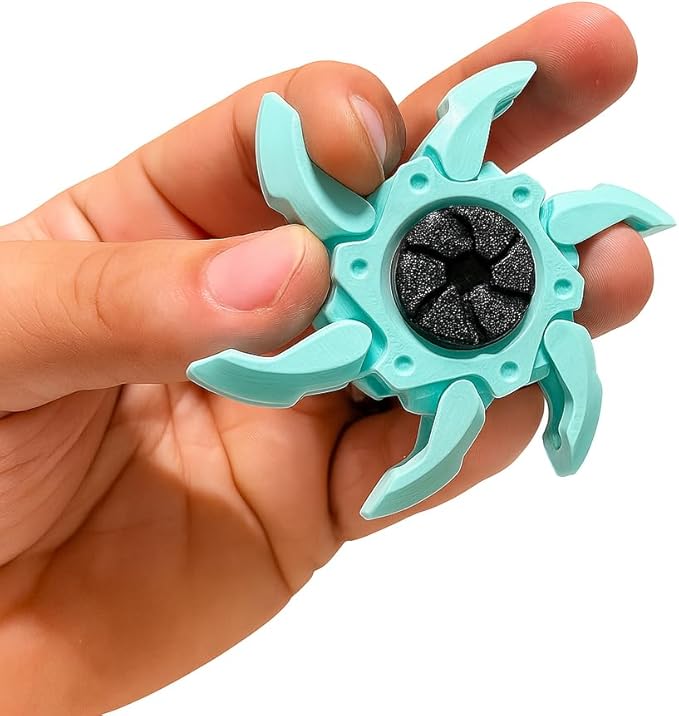Kraken Claw 12-Magnet Spin Reactor Fidget Spinner, Turquoise, Transforming Design