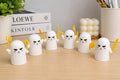 Mini Ghost Figurines Desk Toy Set with Interchangeable Yellow Accessories, White, 6 Piece