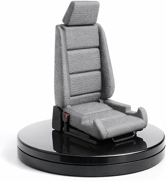 AutoSeat Phone Stand, Car Seat Style Desktop Holder, Grey, Novelty Design Phone Holder with Rotating Display Base