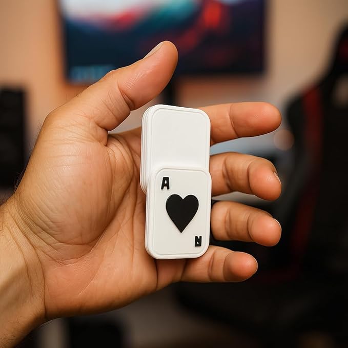 Magnetic Fidget Slider Toy, Playing Card Heart Design, White Pocket-Size Stress Relief Gadget