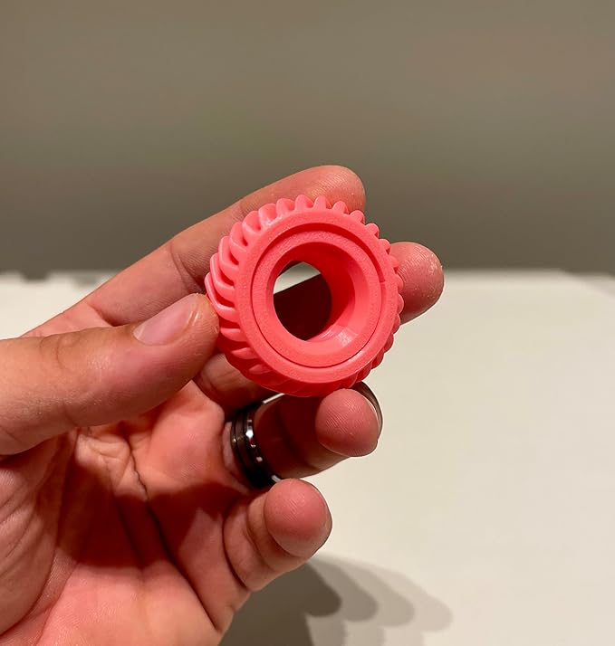 GearGlide Spiral Fidget Ring, Red, Stress Relief Sensory Toy (Beige)