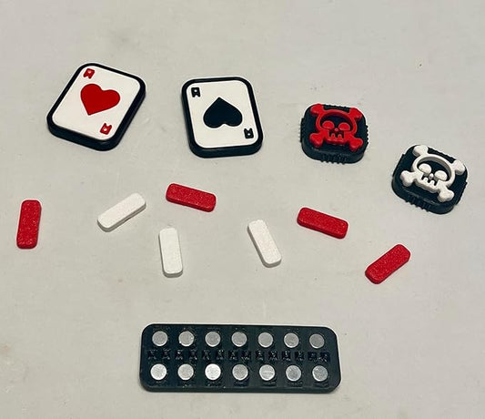 DeadHand Skull & Ace Fidget Slider with Snap Piano Set, Gaming-themed Desk Toy, Red and White