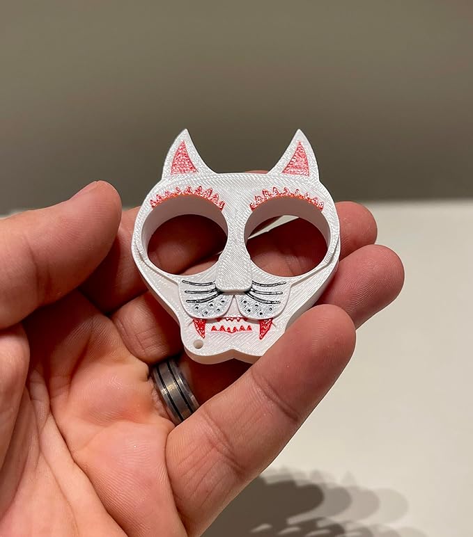 FeralClaw™ – White &amp; Red Cat-Themed 3D-Printed Collectible Keychain