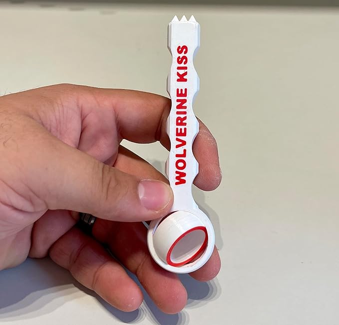 Wolverine Kiss Finger Spinner, White and Red EDC Desk Toy, ClawSpin Fang Edition