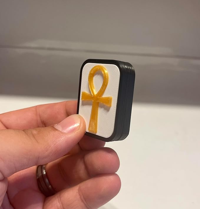 AnkhSlide™ Fidget Slider, Egyptian Symbol Design, Black and Gold, 12X.