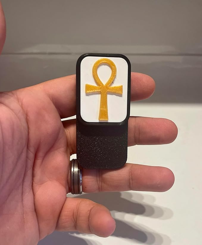 AnkhSlide™ Fidget Slider, Egyptian Symbol Design, Black and Gold, 12X.