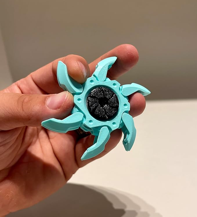 Kraken Claw 12-Magnet Spin Reactor Fidget Spinner, Turquoise, Transforming Design