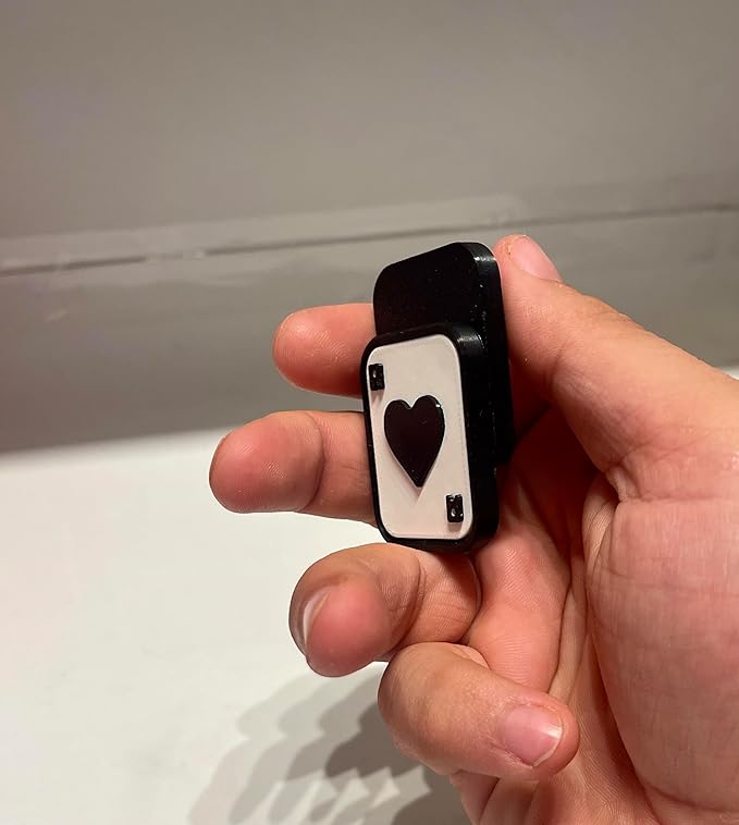 Playing Card Heart Design Fidget Slider, Black and Red, Decorative Enamel Finish