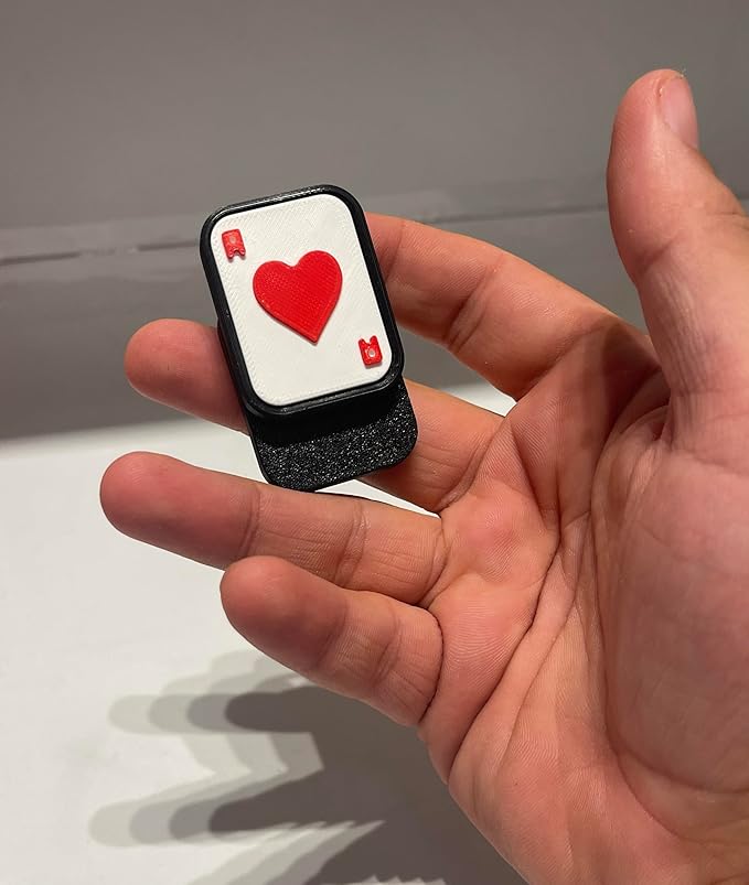 Playing Card Heart Design Fidget Slider, Black and Red, Decorative Enamel Finish