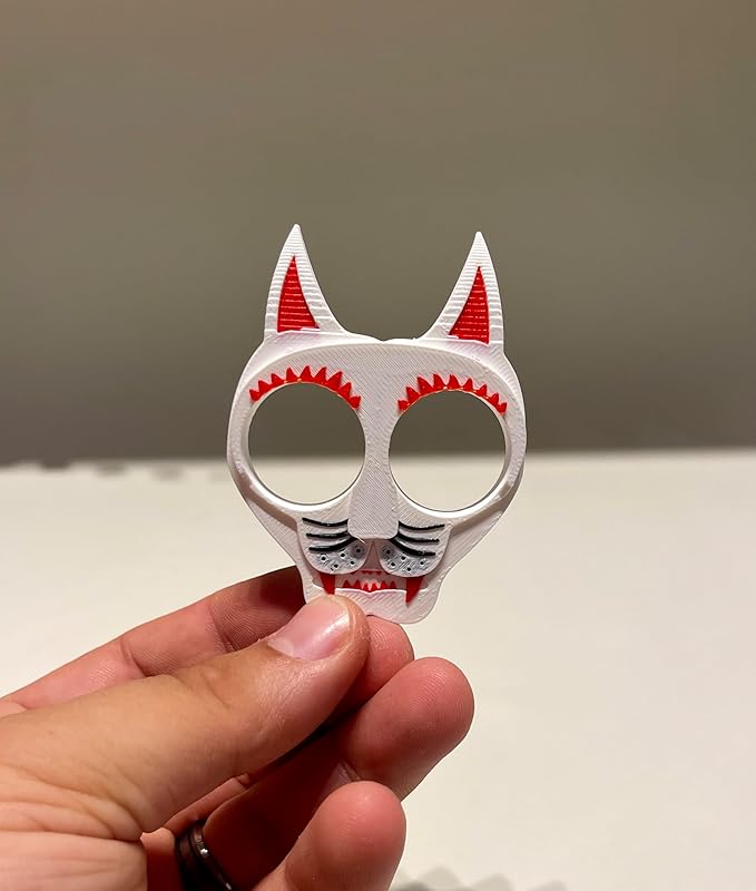 FeralClaw™ – White &amp; Red Cat-Themed 3D-Printed Collectible Keychain