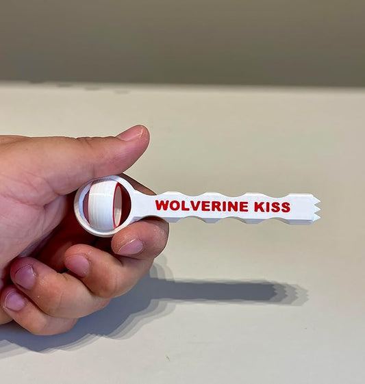 Wolverine Kiss Finger Spinner, White and Red EDC Desk Toy, ClawSpin Fang Edition