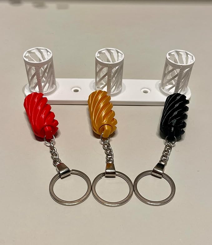 TwistDock Fidget Keychain Wall Mount, 3-Hook Storage Organiser, Red/Gold/Black