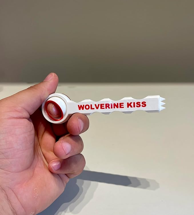 Wolverine Kiss Finger Spinner, White and Red EDC Desk Toy, ClawSpin Fang Edition