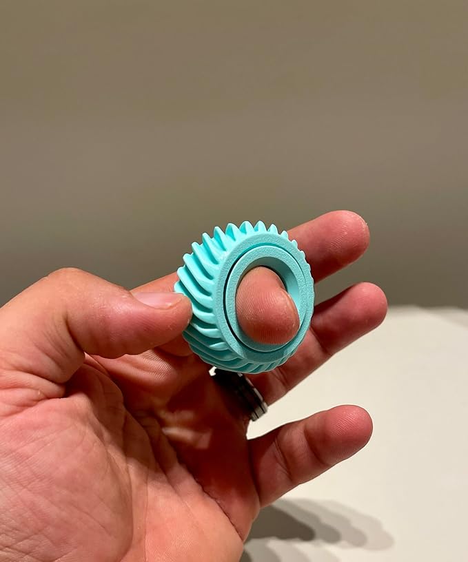 GearGlide Spiral Fidget Ring, Red, Stress Relief Sensory Toy (Beige)