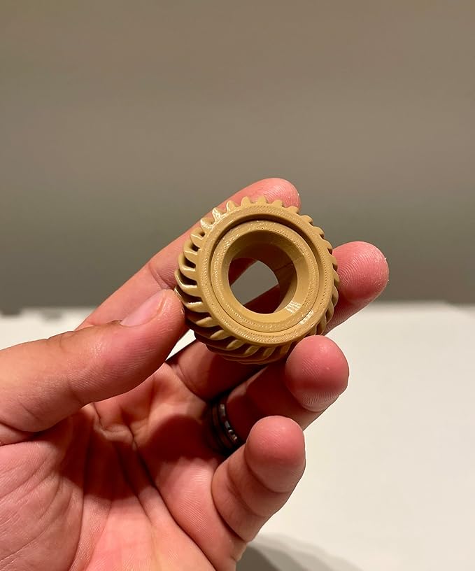 GearGlide Spiral Fidget Ring, Red, Stress Relief Sensory Toy (Beige)