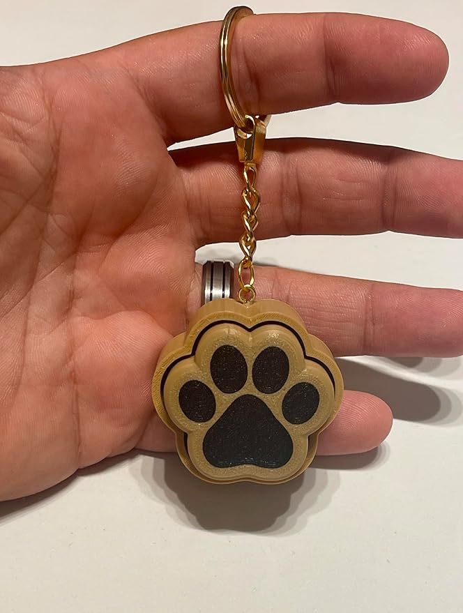 PawPrint™ Fidget Keychain – Black & Gold Sensory Stress Relief Toy, 4.5 cm Compact Design