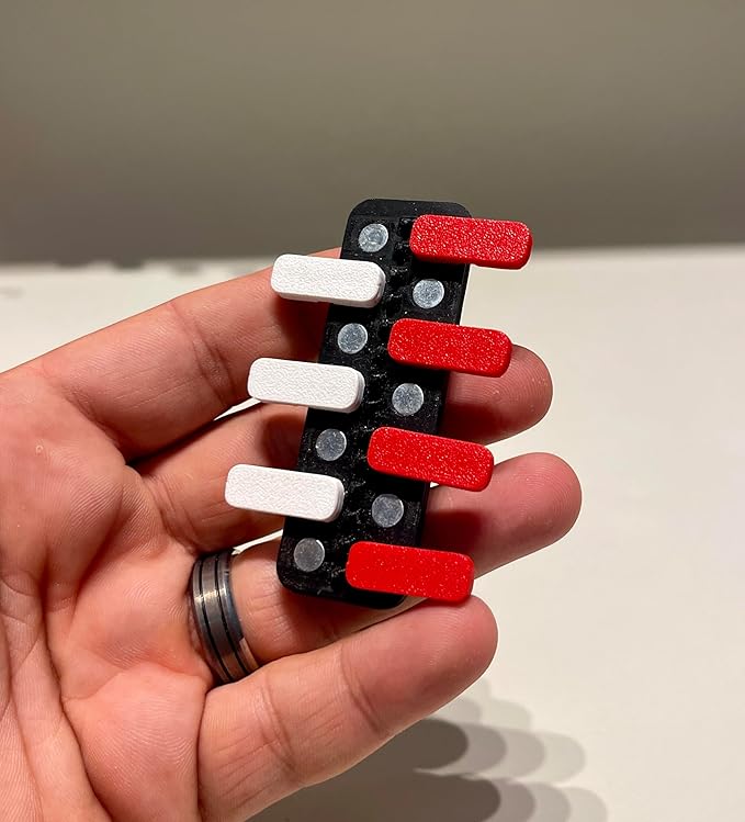 SnapKeys™ Piano Fidget 24X – Red & White Magnetic Click Pad, Sensory Stress Relief Toy