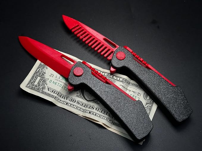 PunishSlide Magnetic Fidget Switchblade Duo, Red and Black, Novelty Desk Toy