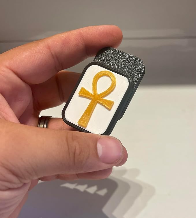 AnkhSlide™ Fidget Slider, Egyptian Symbol Design, Black and Gold, 12X.