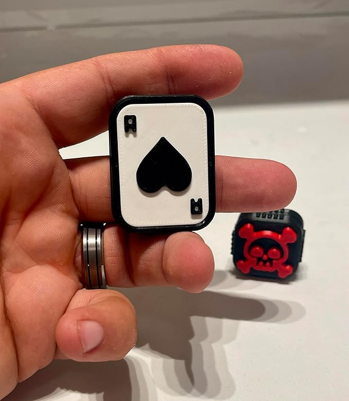 DeadHand Skull & Ace Fidget Slider with Snap Piano Set, Gaming-themed Desk Toy, Red and White