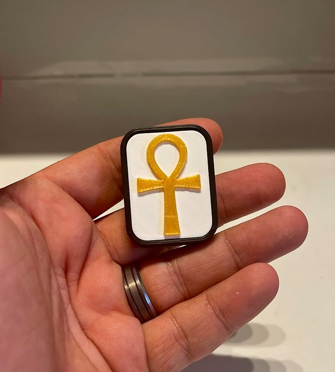 AnkhSlide™ Fidget Slider, Egyptian Symbol Design, Black and Gold, 12X.